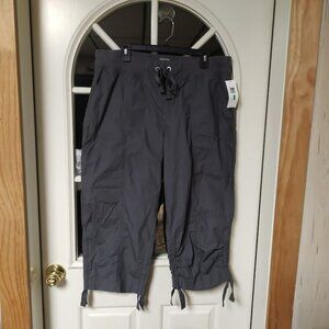 New Calvin Klein Performance Dark Gray Pull On Cropped Pants Size Women's L